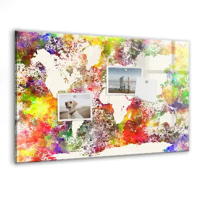 Magnetic Watercolor World Map Wall Board