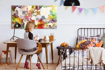 Magnetic Watercolor World Map Wall Board