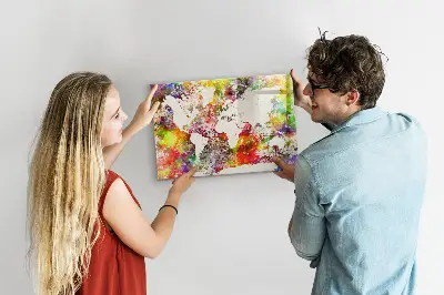 Magnetic Watercolor World Map Wall Board