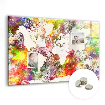 Magnetic Watercolor World Map Wall Board