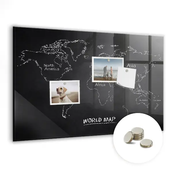 Magnetic world map wall board