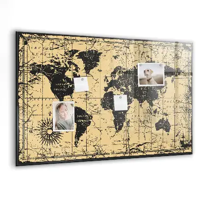 Magnetic wall board Vintage world map