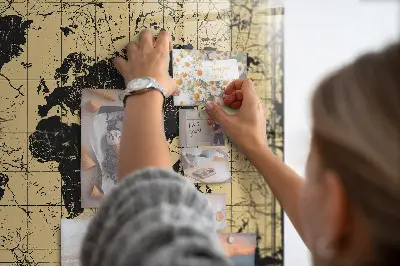 Magnetic wall board Vintage world map