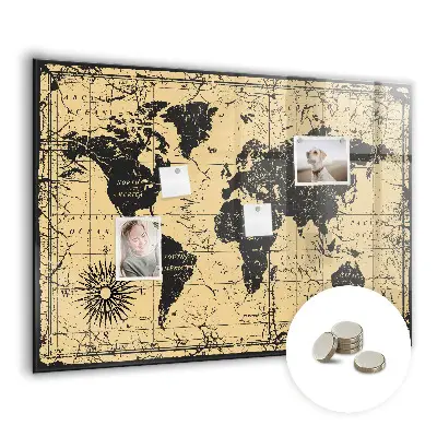 Magnetic wall board Vintage world map