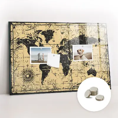 Magnetic wall board Vintage world map
