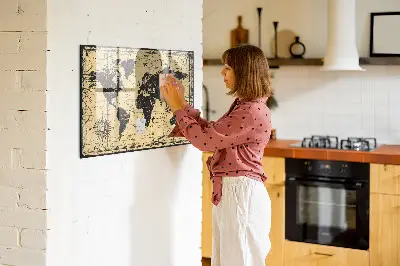 Magnetic wall board Vintage world map