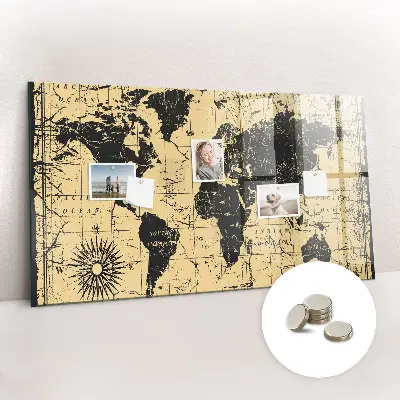 Magnetic wall board Vintage world map