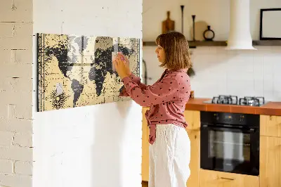 Magnetic wall board Vintage world map