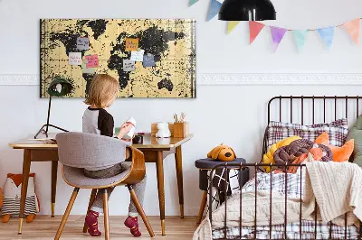 Vintage world map magnetic wall board