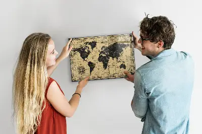 Magnetic wall board Vintage world map