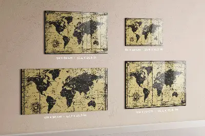 Vintage world map magnetic wall board