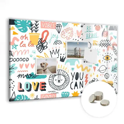 Magnetic glass dry erase board for pictures and sketches