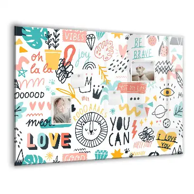 Magnetic glass dry erase board for pictures and sketches