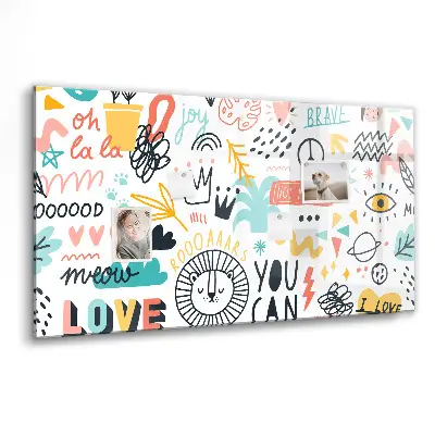 Magnetic glass dry erase board for pictures and sketches