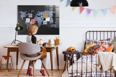 3D World Map Magnetic Board