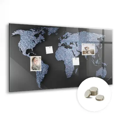 3D World Map Magnetic Board