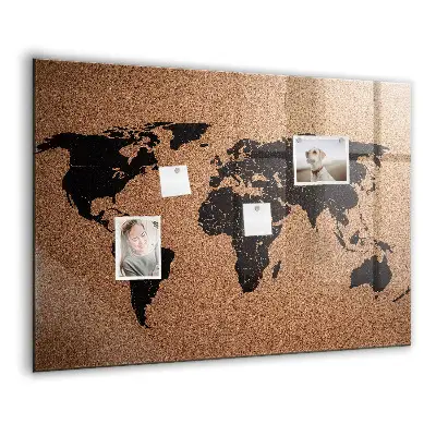 Magnetic glass dry erase board with world map design