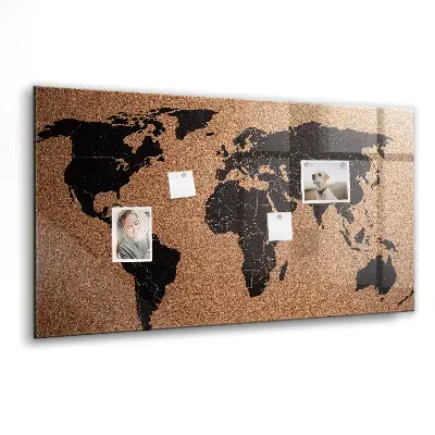 Magnetic glass dry erase board with world map design