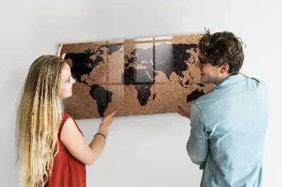 Magnetic glass dry erase board with world map design