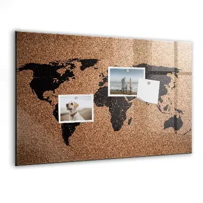 Magnetic glass dry erase board with world map design