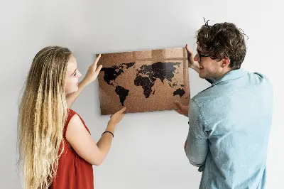 Magnetic glass dry erase board with world map design