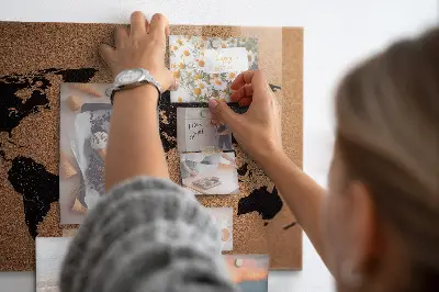 Magnetic glass dry erase board with world map design