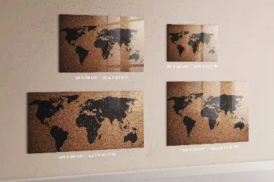 Magnetic glass dry erase board with world map design