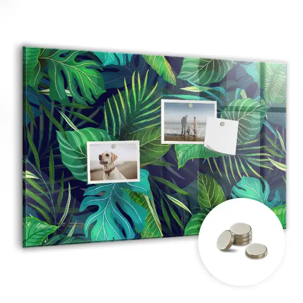 Exotic leaves magnetic glass dry erase board