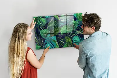 Exotic leaves magnetic glass dry erase board