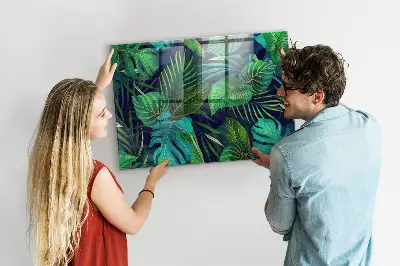 Exotic leaves magnetic glass dry erase board