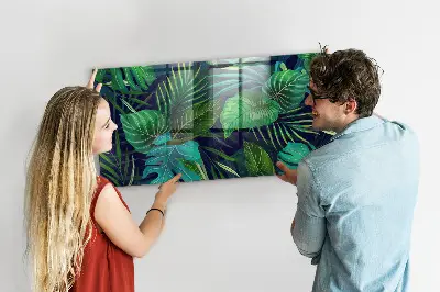Exotic leaves magnetic glass dry erase board