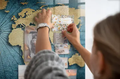 Magnetic glass dry erase board 3D world map