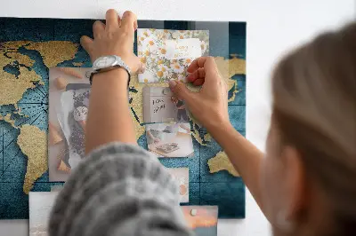 Magnetic glass dry erase board 3D world map