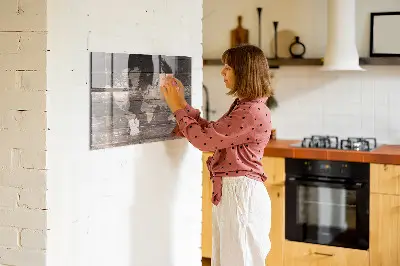 Magnetic World map wall board on wood
