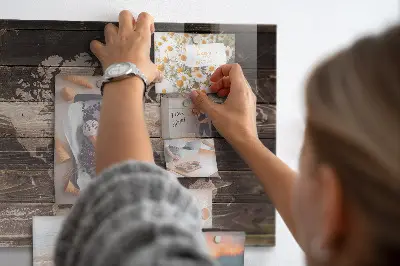 Magnetic World map wall board on wood