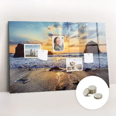 Sunset on the beach magnetic glass dry erase board
