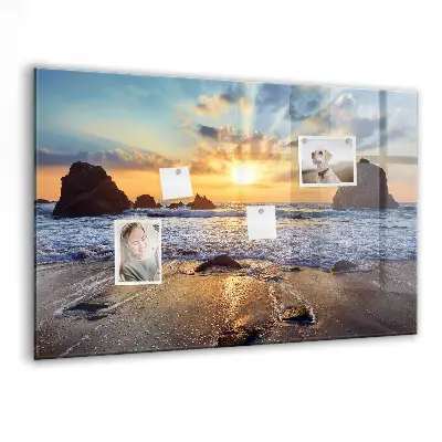 Sunset on the beach magnetic glass dry erase board