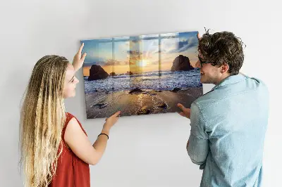 Sunset on the beach magnetic glass dry erase board