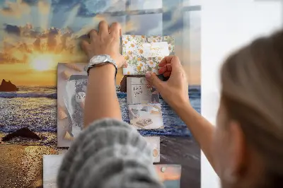 Sunset on the beach magnetic glass dry erase board