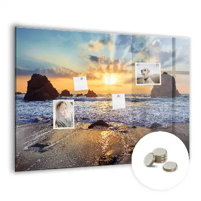Sunset on the beach magnetic glass dry erase board