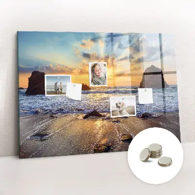 Sunset on the beach magnetic glass dry erase board