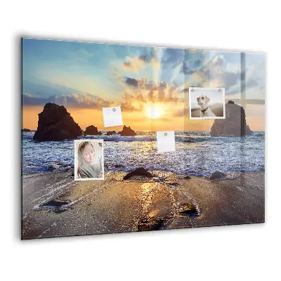Sunset on the beach magnetic glass dry erase board
