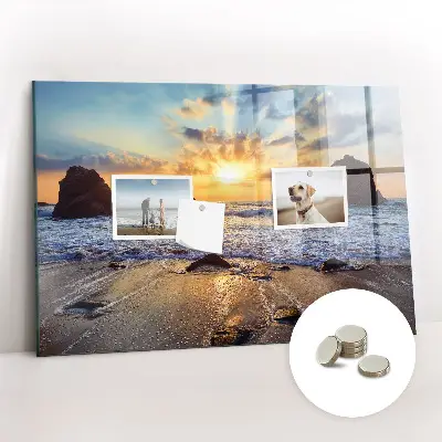 Sunset on the beach magnetic glass dry erase board