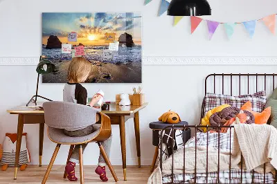 Sunset on the beach magnetic glass dry erase board
