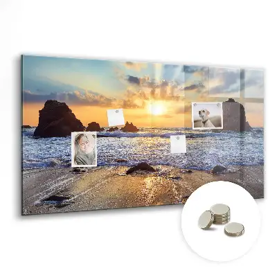 Sunset on the beach magnetic glass dry erase board