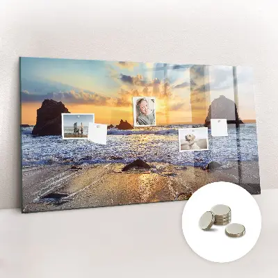 Sunset on the beach magnetic glass dry erase board