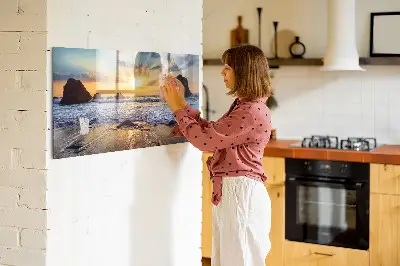 Sunset on the beach magnetic glass dry erase board
