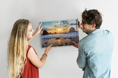 Sunset on the beach magnetic glass dry erase board