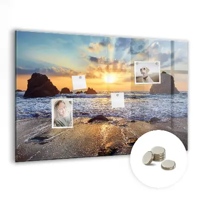 Sunset on the beach magnetic glass dry erase board