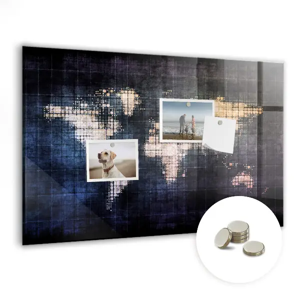 Abstract world map magnetic wall board